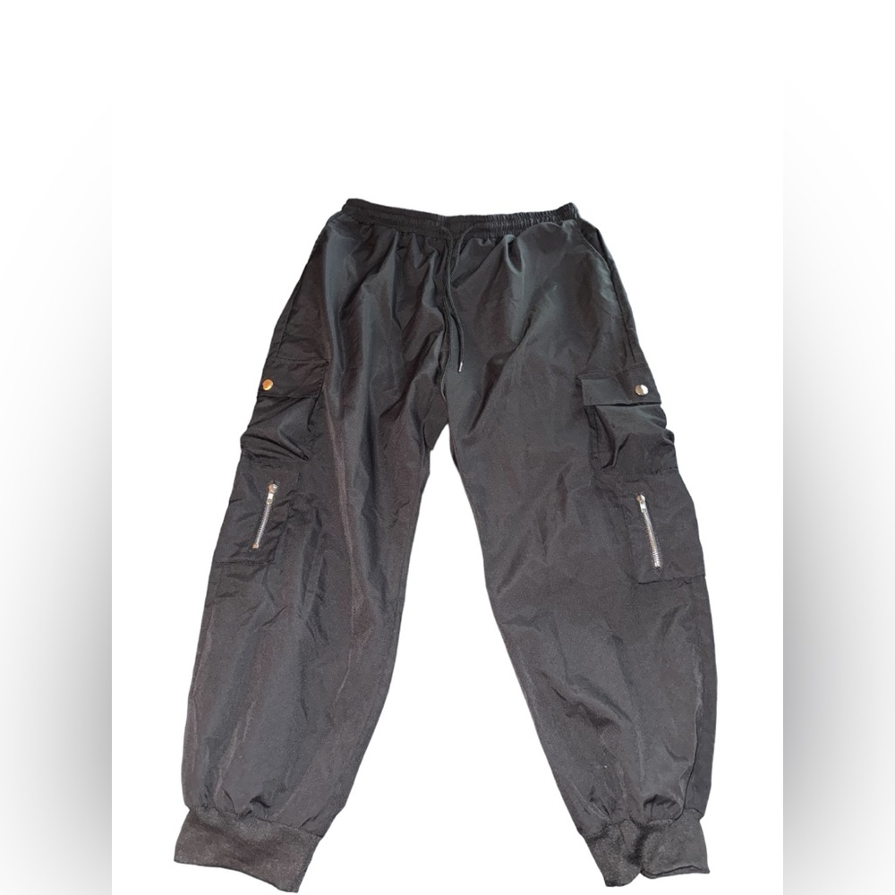 shein black pants with silver hardware